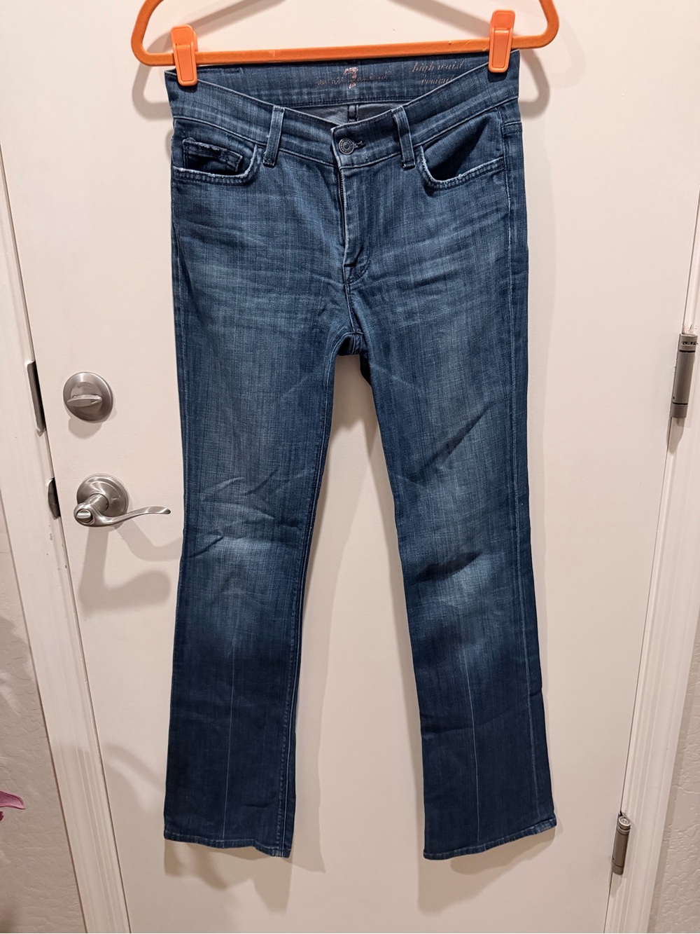 7 For All Mankind Women's Boot Cut Jeans in Dark Blue Wash